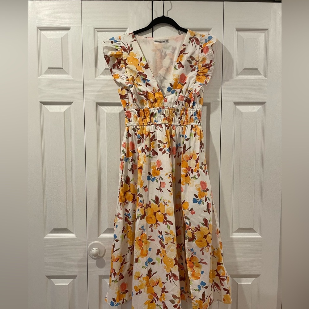 Abercrombie White, Printed, Flutter Sleeve Dress - image 1